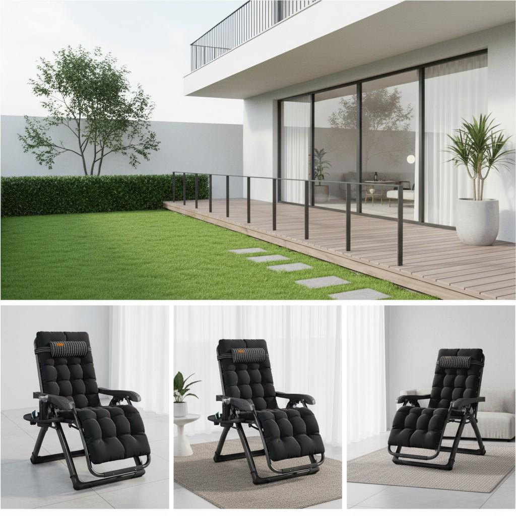 Шезлонг садовый Zero Gravity WCG S13-PP Mafia с подушкой/матрасом Черный (S13-PP 1) - фото 8