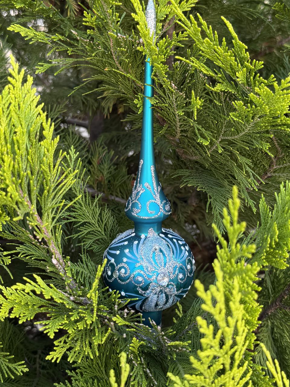 Верхушка стеклянная новогодняя для елки 26 см