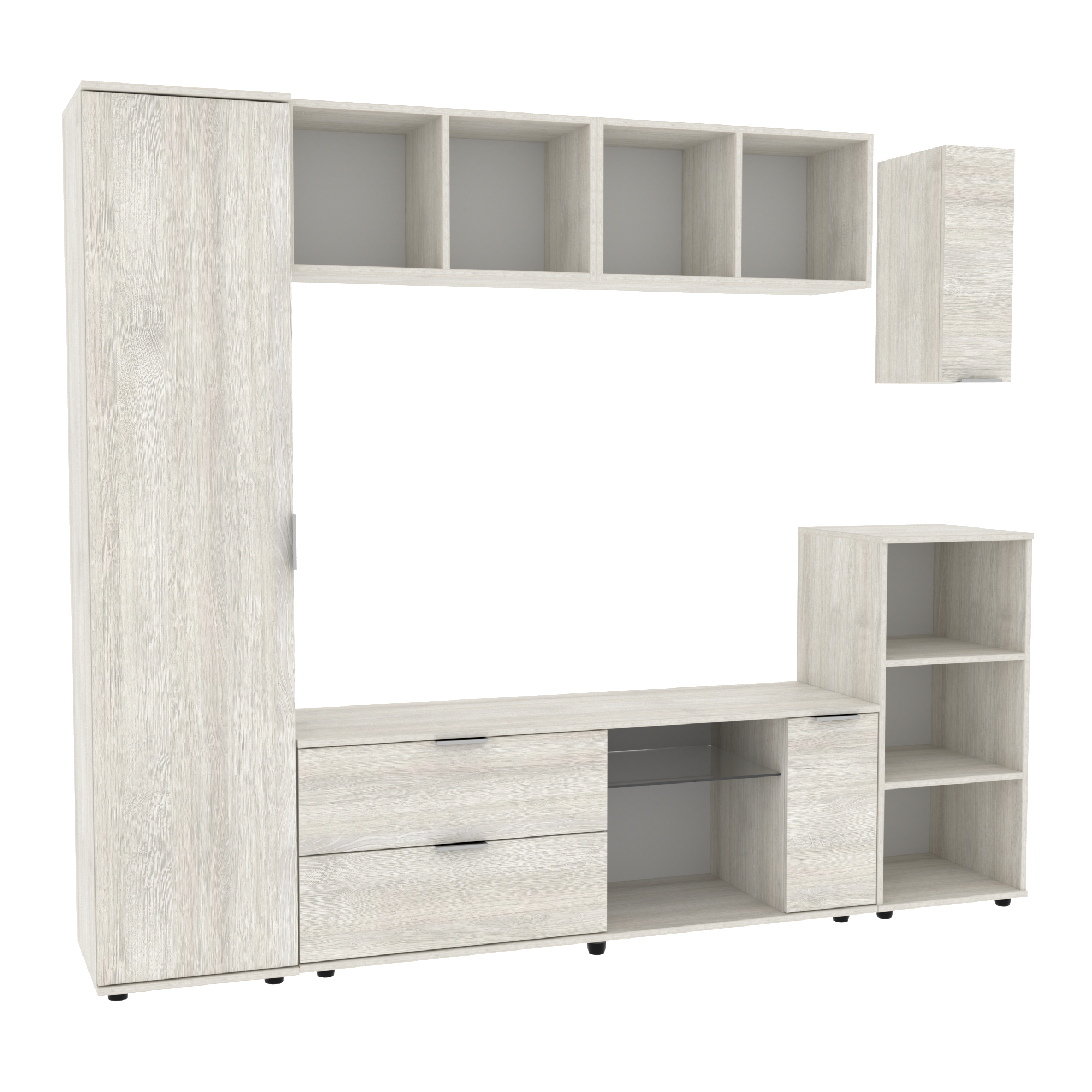 Стенка в гостиную Ketrin-1 2240х425х1880 мм Дуб Шамони светлый