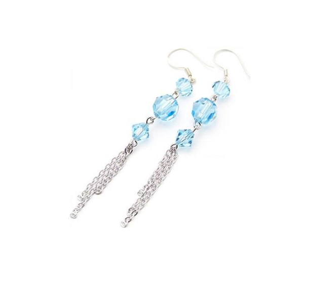 Серьги с кристаллами Сваровски Showfay 980550 Голубой