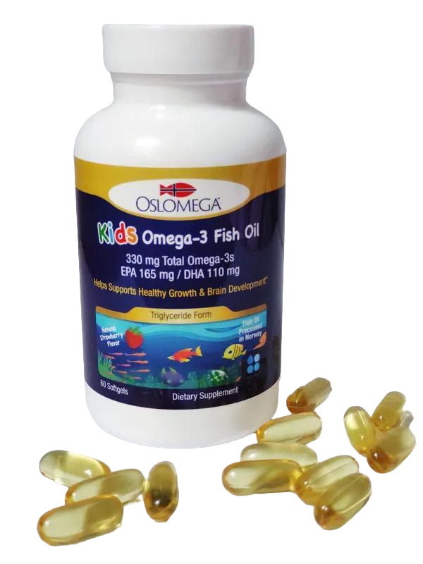 Омега Kids Omega-3 Fish Oil 60 Fish Gelatin Softgels Strawberry