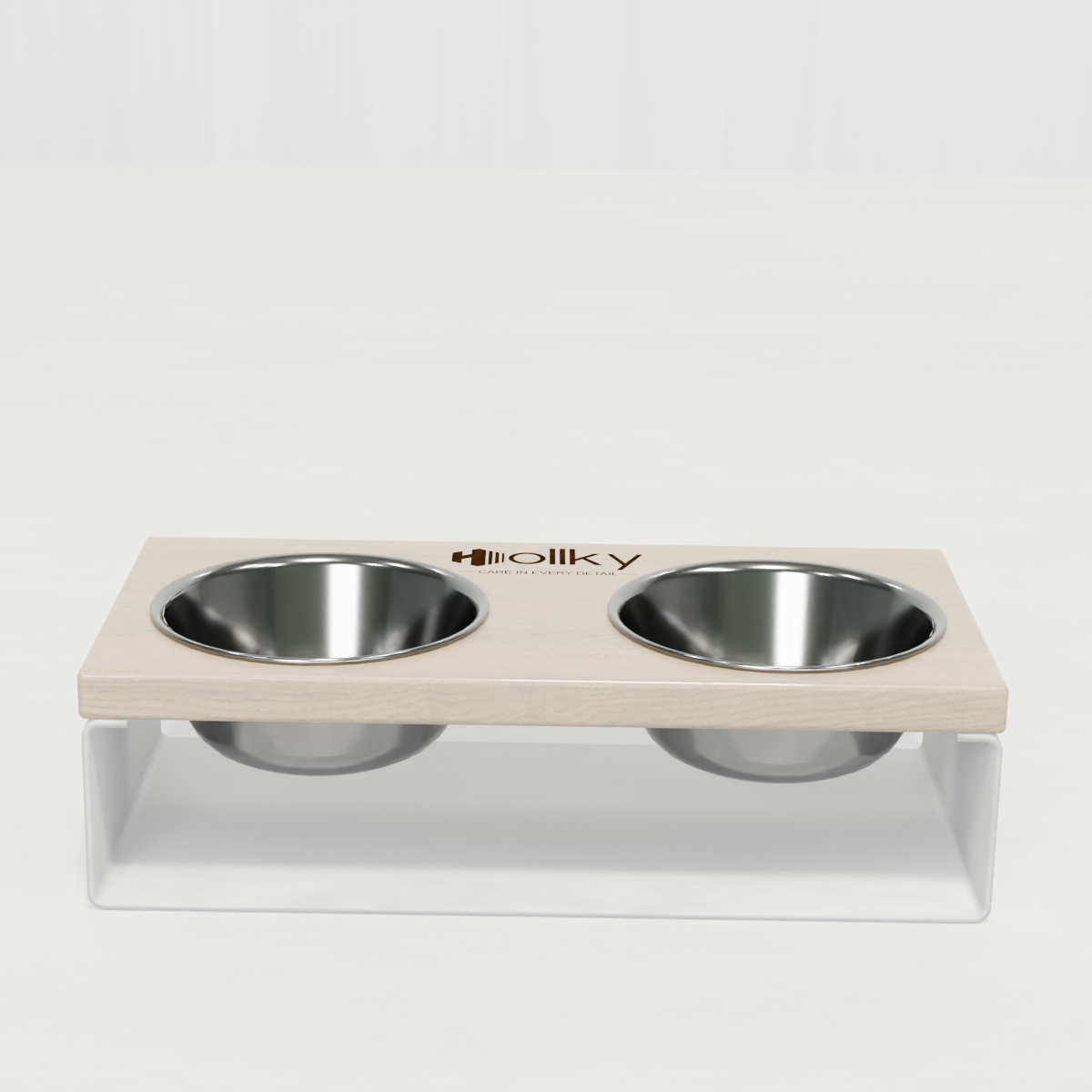 Миски на підставці з цільного металевого листа для собак і котів Hollky SteelWood S 2х0,45 л (SWS-36188-WHWH) - фото 10