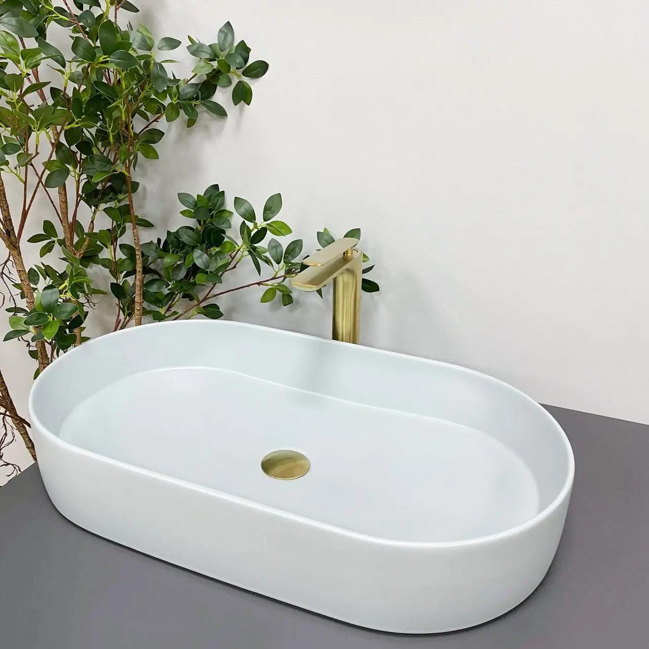 Раковина накладная VBI Verona 70 овальная 380x700 мм Светло-голубой матовый (RM-VBI-011307)