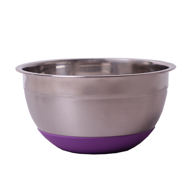 Миска с нескользящим силиконовым дном Kamille KM-4346 из нержавеющей стали 18х9 см Фиолетовый (150-84-4346)