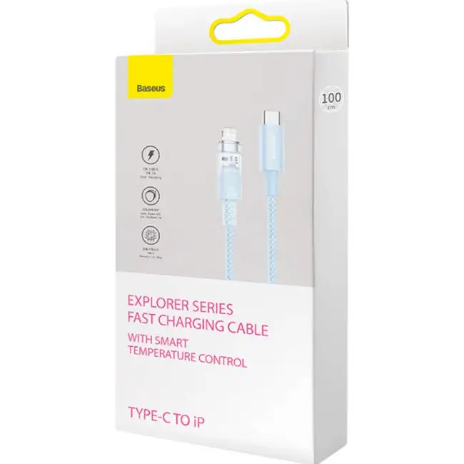 Кабель BASEUS Explorer Series Fast Charging Cable with Smart Temperature Control Cable Type-C to Lightning CATS010203 20W 1 м Blue - фото 6