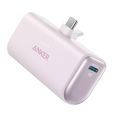 Повербанк Anker Nano із вбудованим складаним роз’ємом USB Type-C 22,5W 5000 mAh Pink