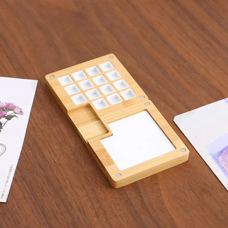 Мини-палитра деревянная для акварельных красок 15x7,5x0,8 см (JH-CXSD-P01) - фото 5