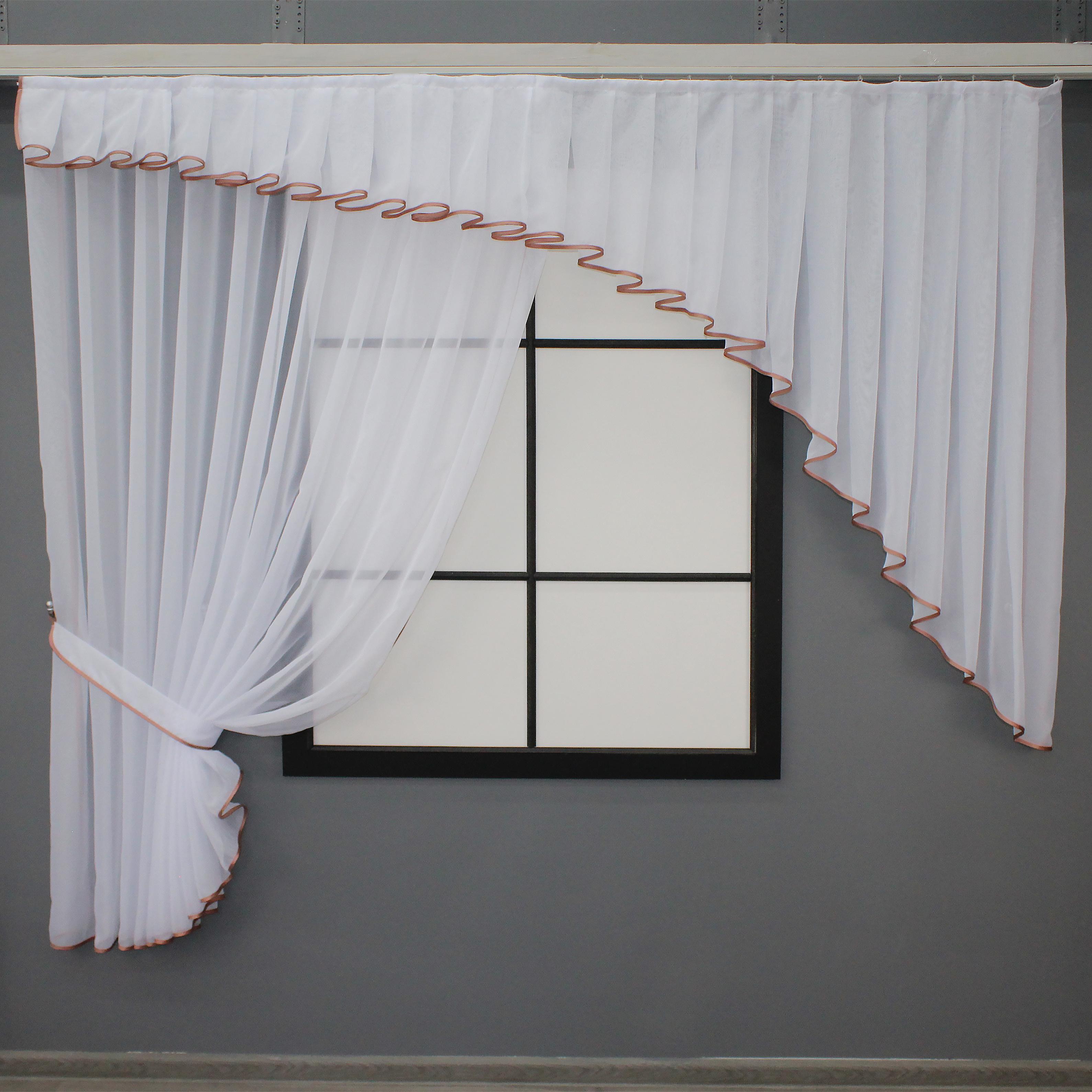 Шторка с ламбрекеном VR-Textil № 062к 200х170 см Белый/Пудровый (59-876)