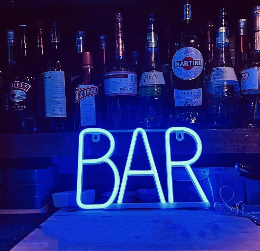 Неоновая вывеска декоративная "BAR" на батарейках/USB 29x14,5x2 см Синий