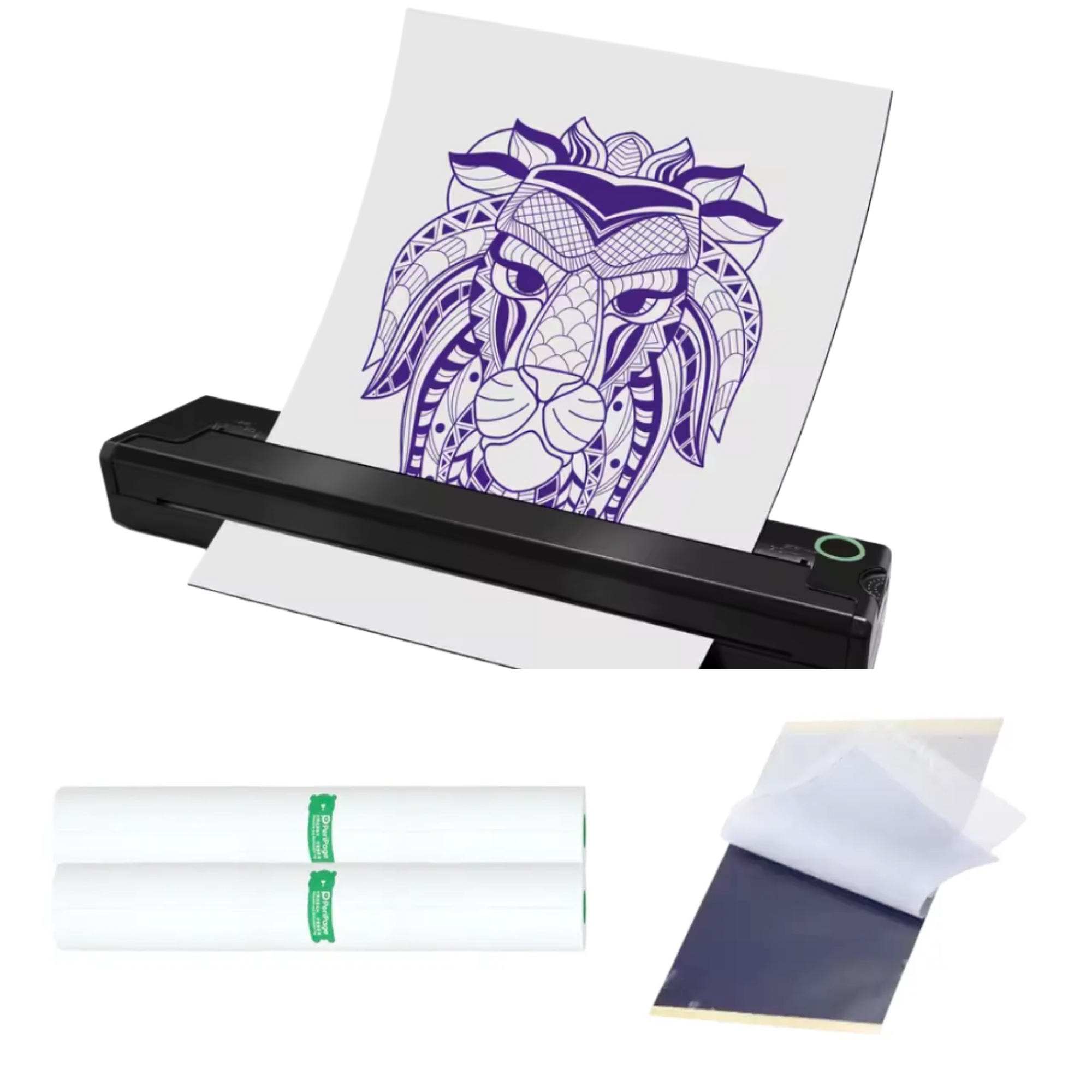 Термопринтер A4 Bluetooth 2000 mAh/2 рулона термо бумаги/5 листов бумаги для трансфера тату (GS-310) Термопринтер A4 Bluetooth 2000 mAh/2 рулона термо бумаги/5 листов бумаги для трансфера тату (GS-310)