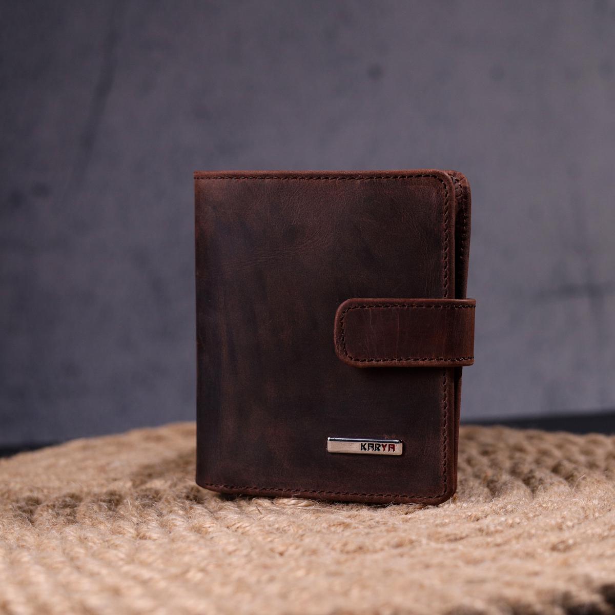 Гаманець чоловічий KARYA Men's Wallet 21328 із вінтажної шкіри Коричневий (B55044) - фото 7