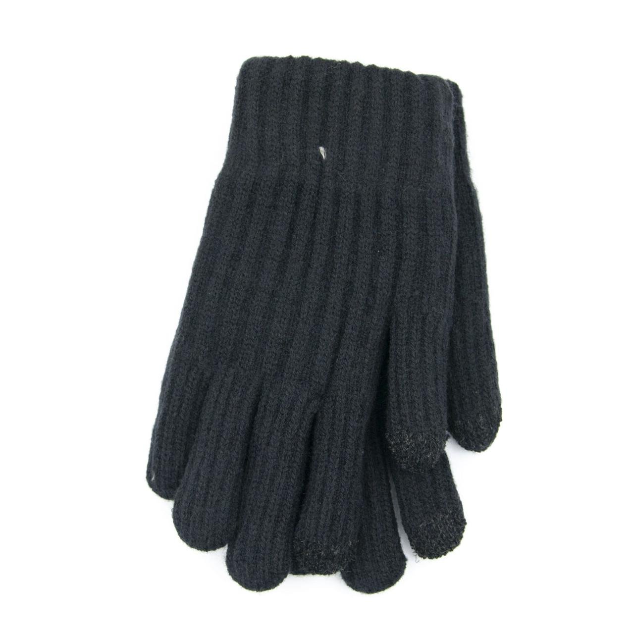 Рукавиці підліткові вовняні зимові з хутряною підкладкою і сенсорними пальцями від 12 років Чорний (23-3-19)