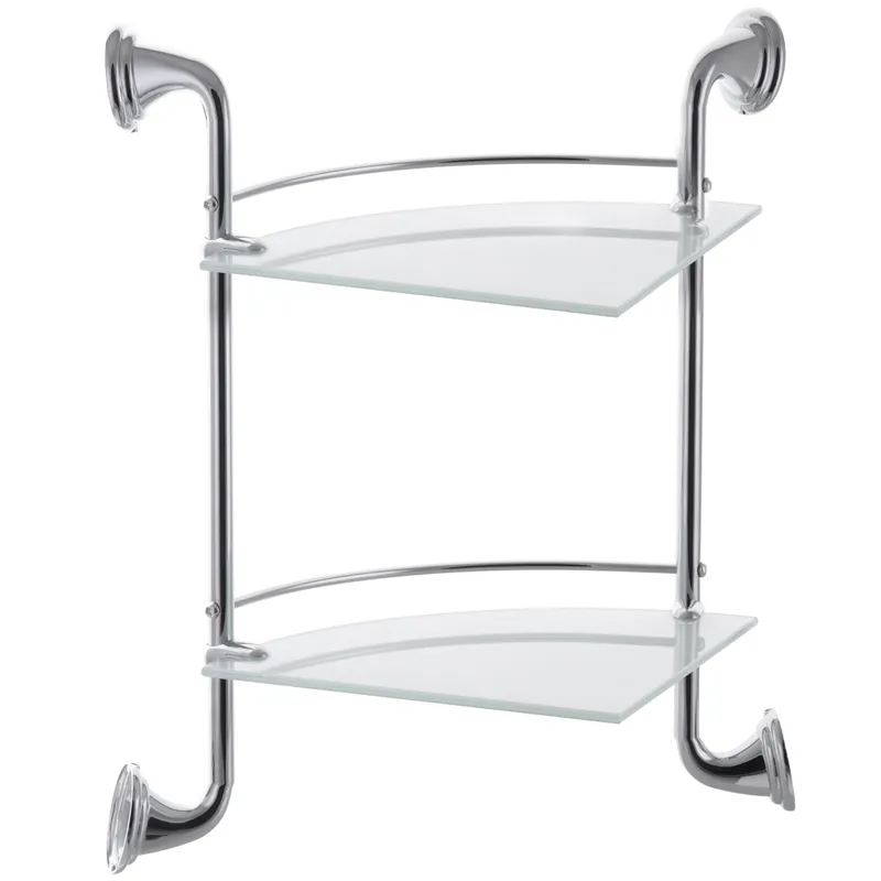 Полка для ванной комнаты Zerix LR1507-2 сляная угловая 2-ярусная (LL1408)