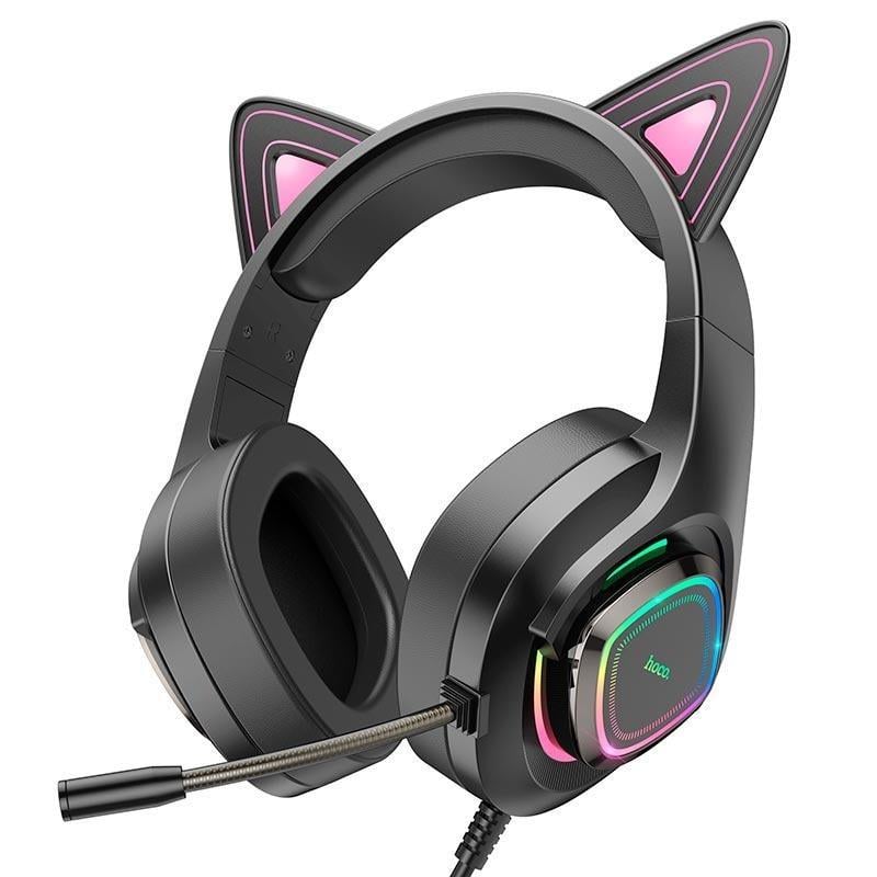 Наушники с ушками HOCO Cute cat luminous W107 RGB Elf проводные с подсветкой Black (019977) Наушники с ушками HOCO Cute cat luminous W107 RGB Elf проводные с подсветкой Black (019977)