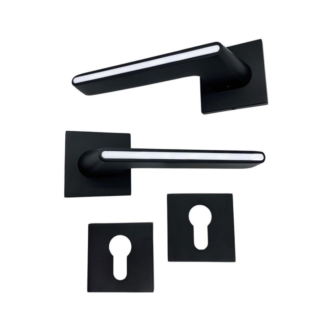 Дверной замок с ручками для дверей Vortex ASL-55 matte Black/White