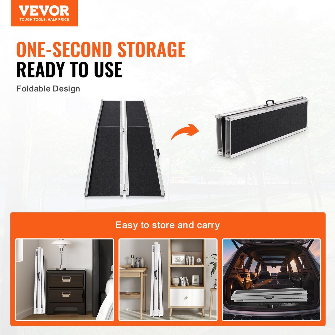 Пандус складаний для інвалідних візків Vevor вантажопідйомність 363 кг поверхня не ковзає 3 м - фото 2 Пандус складаний для інвалідних візків Vevor вантажопідйомність 363 кг поверхня не ковзає 3 м - фото 2