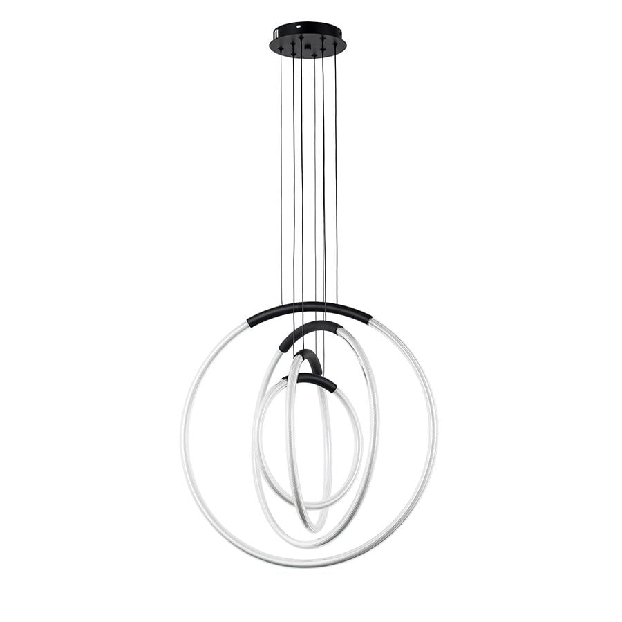 Люстра подвесная светодиодная кольца Levistella 7812022 300/400/500/600 BK Черный с белым