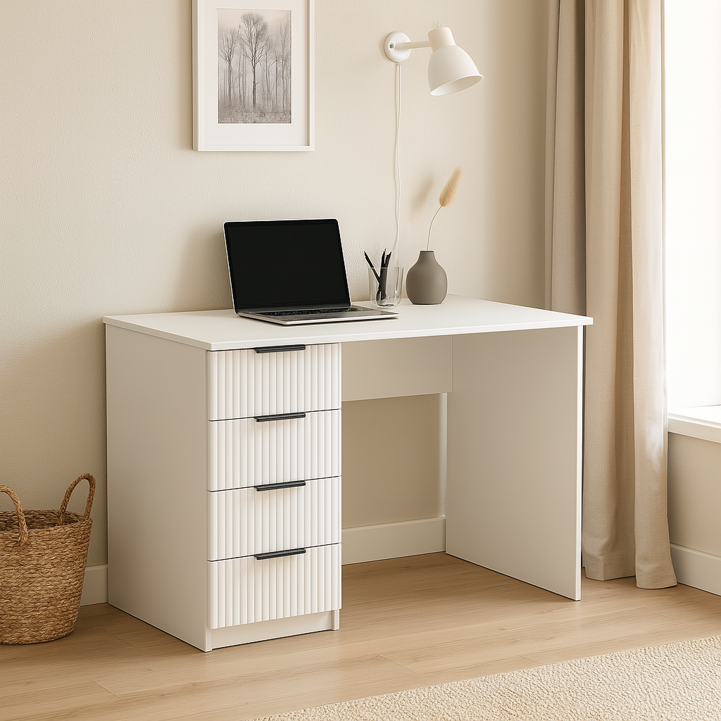 Стол письменный СП2 4Я SENAM 750х1100х500 мм корпус ДСП Белый фасад МДФ краска RAL9003 Белый фрезеровка Плаше Грос