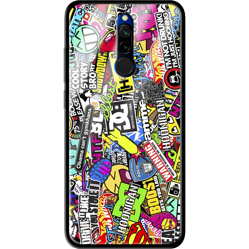 Чохол Boxface Xiaomi Redmi 8 Multicolored Inscriptions Чорний силікон зі склом (38411-up880-39408)