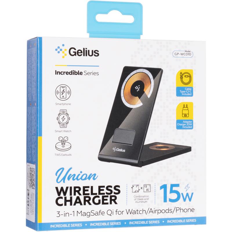 Зарядний пристрій бездротовий Gelius Union GP-WC010 IncRedible series 3в1 15W Black (57999) - фото 13