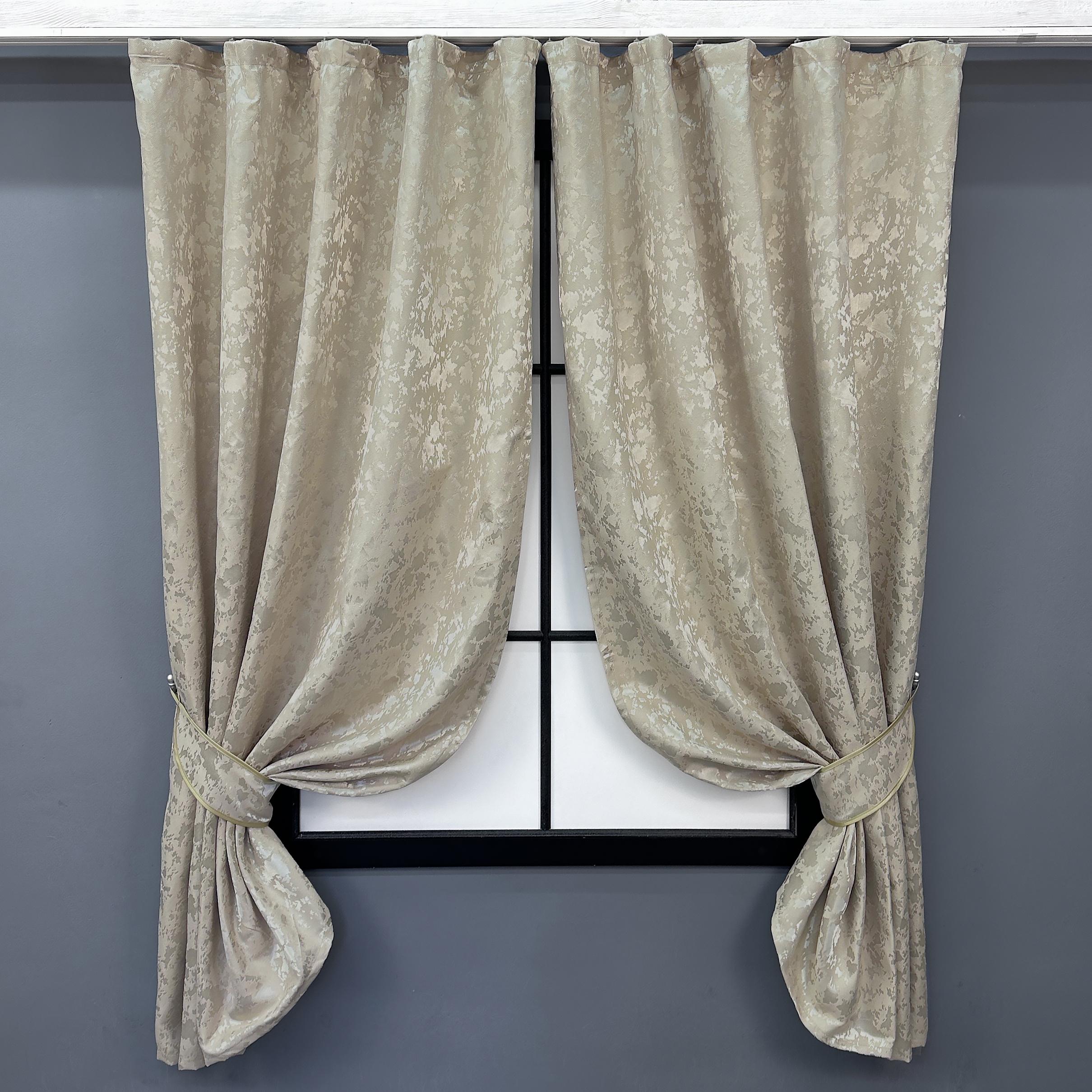 Комплект коротких штор VR-Textil Лен мрамор Pavliani ХО №1272ш 130х170 см 2 шт. Теплый бежевый (35-0201)