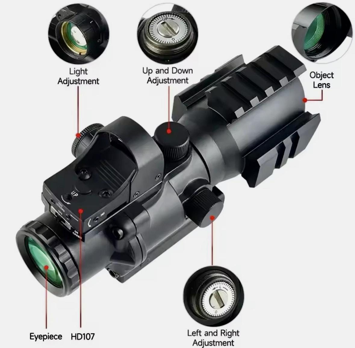 Оптический прицел SFU 4x32 ACOG Weaver/Picatinny с регулируемой подсветкой и калиматором (sfu-opt-0001) - фото 2 Оптический прицел SFU 4x32 ACOG Weaver/Picatinny с регулируемой подсветкой и калиматором (sfu-opt-0001) - фото 2
