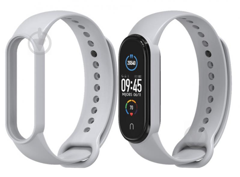 Ремешок для Mi Band 5 силиконовый BeWatch Ми Бенд Серый (1540604)