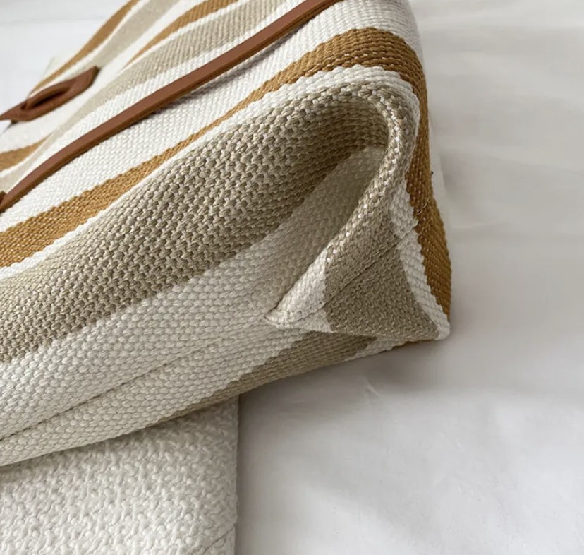 Женская сумка-тоут в полоску 26х33х15 см Коричневый (11435) - фото 3 Женская сумка-тоут в полоску 26х33х15 см Коричневый (11435) - фото 3