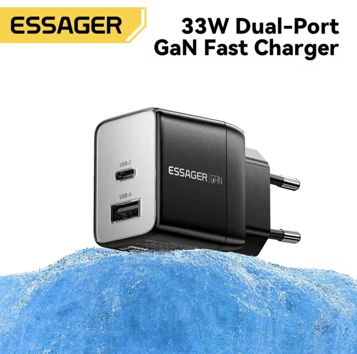 Зарядное устройство сетевое Essager 33W GaN QC/PD3.0 USB-C/USB-A (30632232) - фото 5