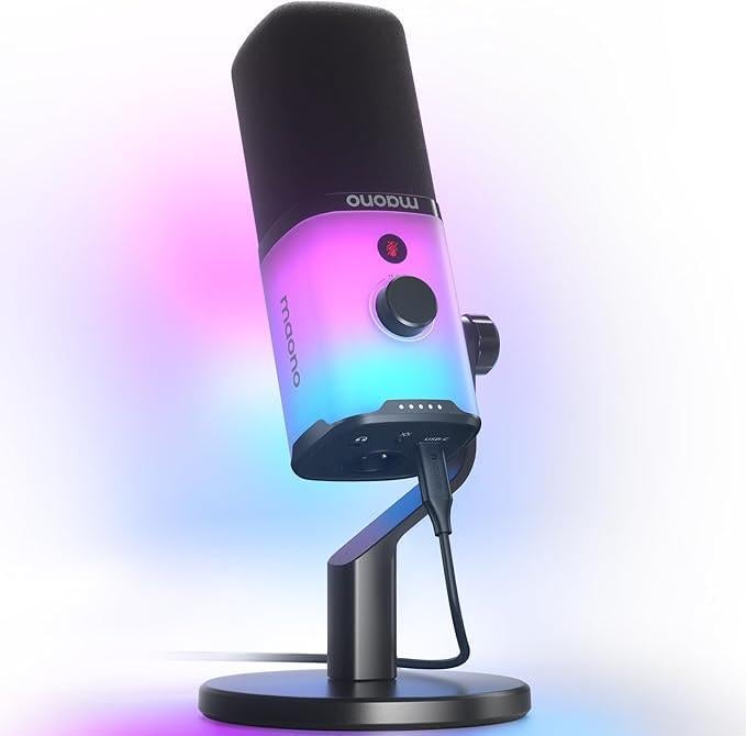 Мікрофон Maono з RGB-підсвічуванням для подкастів та запису вокалу з шумоподавленням Мікрофон Maono з RGB-підсвічуванням для подкастів та запису вокалу з шумоподавленням
