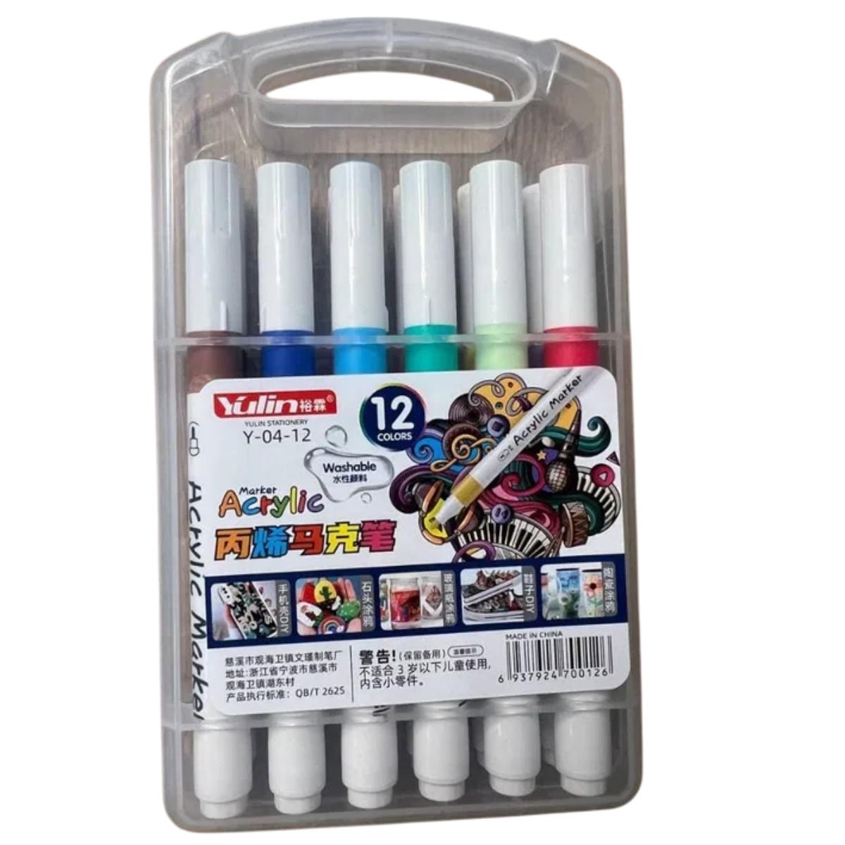 Набор акриловых маркеров Yulin Acrylic Marker 12 шт. (Y-04-12) - фото 1 Набор акриловых маркеров Yulin Acrylic Marker 12 шт. (Y-04-12) - фото 1