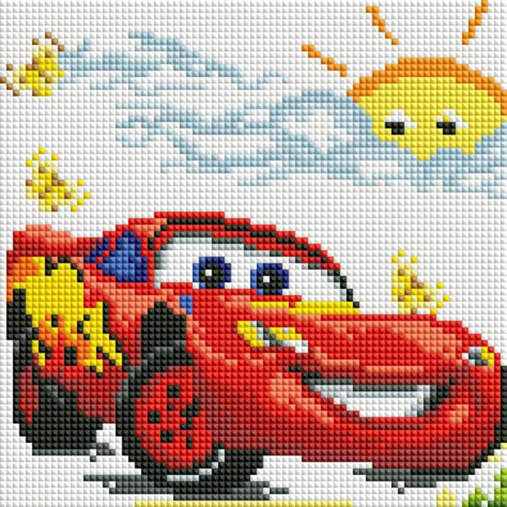 Алмазная мозаика SHLab Гонщик Макквин вышивка камнями DIY-DD1208 20x20 см полная выкладка (29845)