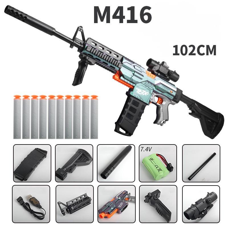 Игрушечный автомат NERF M416 на мягких шарах аккумуляторный 102 см Зеленый - фото 2