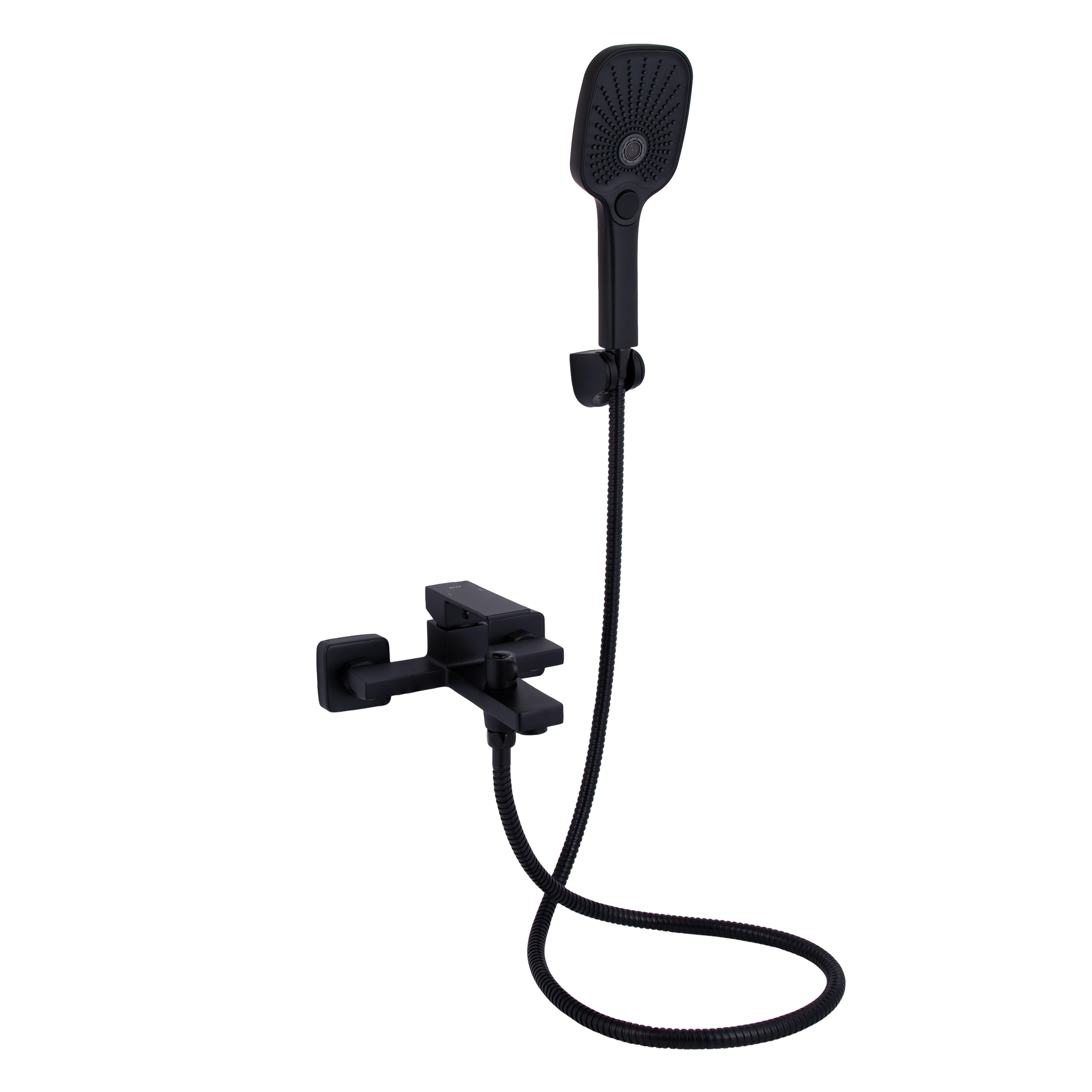Смеситель для ванны Qtap Gemini с душевым гарнитуром QTGEM259BLM45682 Black Matt (SD00051806)