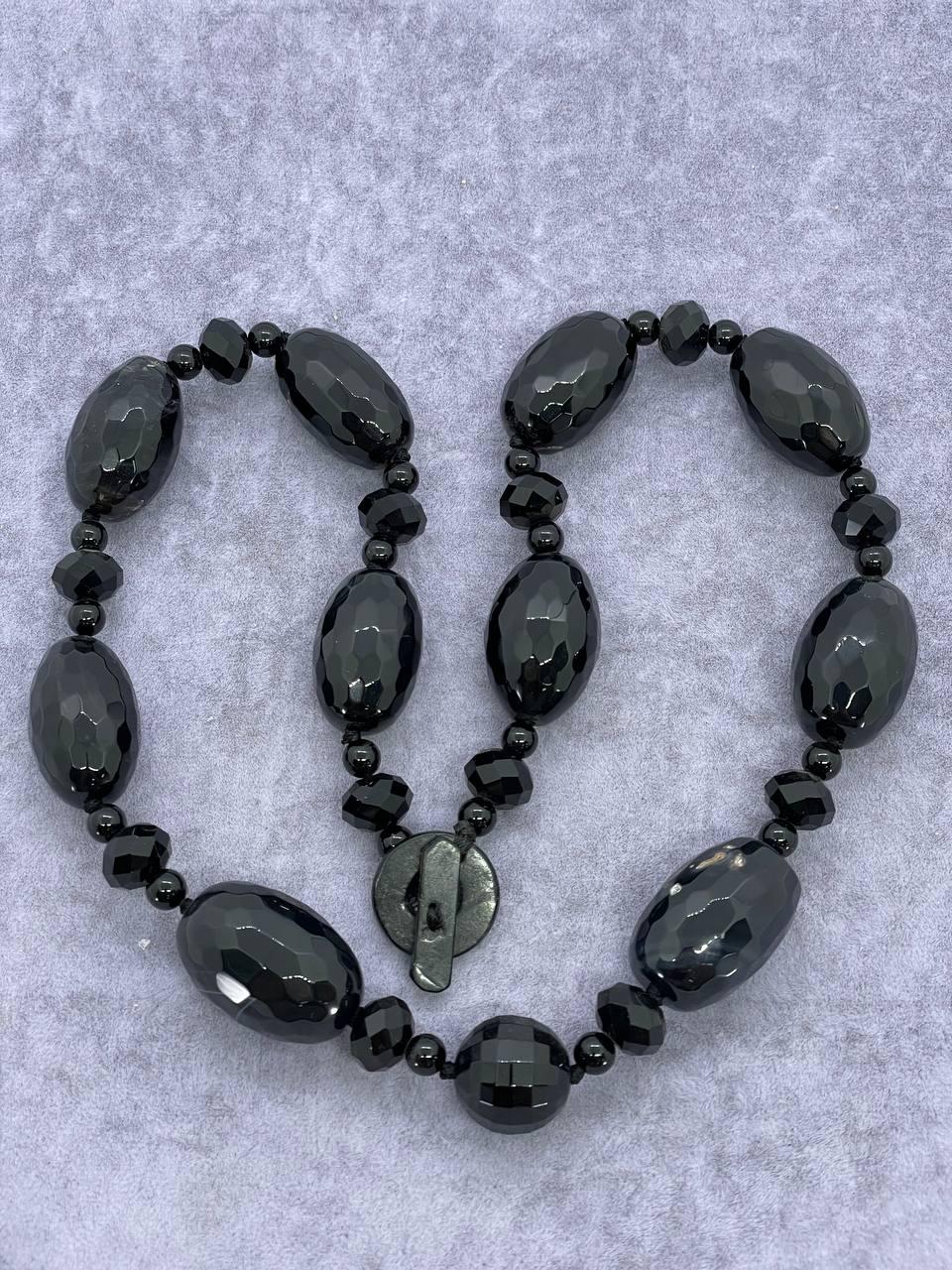 Бусы агат 50 см Черный (1253)