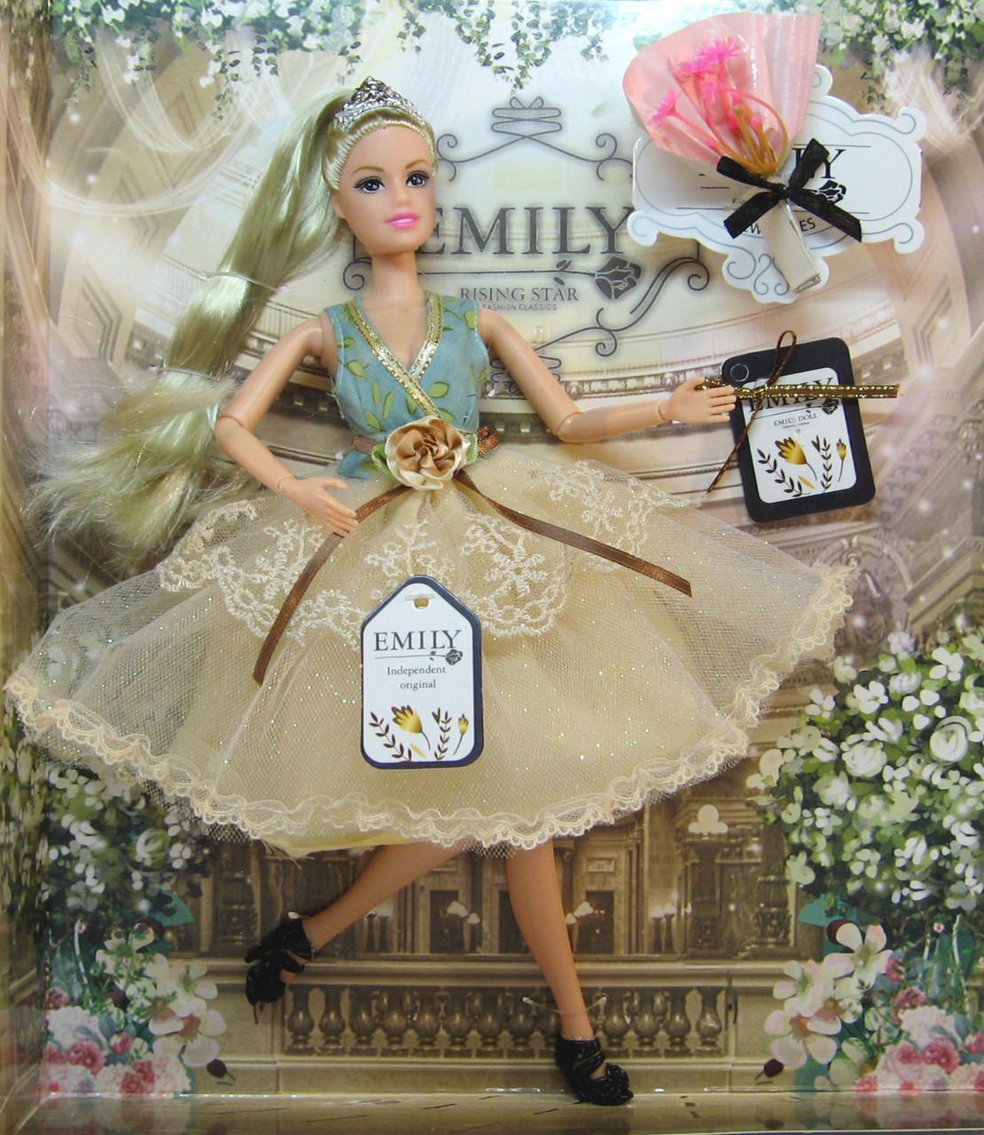 Кукла шарнирная Emily QJ078 с букетом