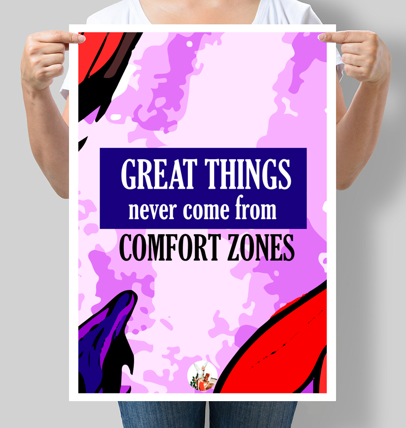 Постер мотивирующий "Great Things never come from comfort zones" 42х60 см (М042)