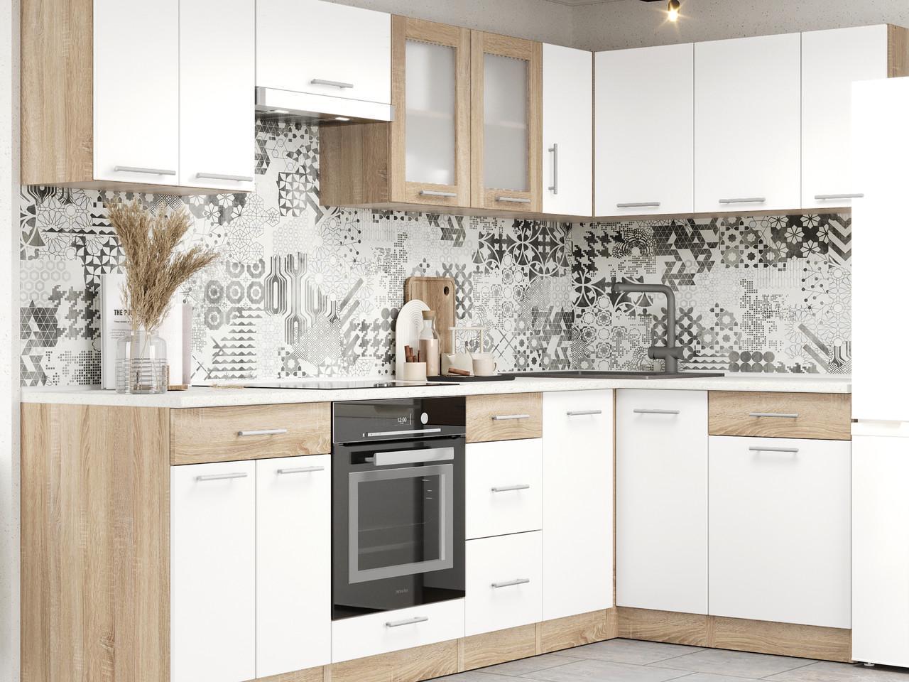 Комплект угловой кухни №2 Эверест Эко Нова 2,6х1,4 м без столешницы Сонома/Белый (ЭК-27002.01) - фото 2 Комплект угловой кухни №2 Эверест Эко Нова 2,6х1,4 м без столешницы Сонома/Белый (ЭК-27002.01) - фото 2