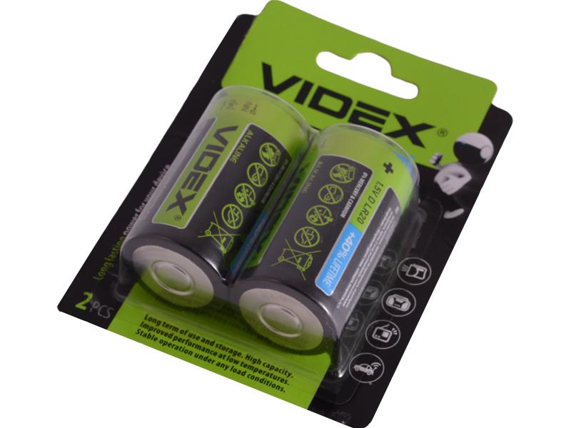 Батарейка лужна Videx D/LR20 Blister Card 2 шт. (5044)