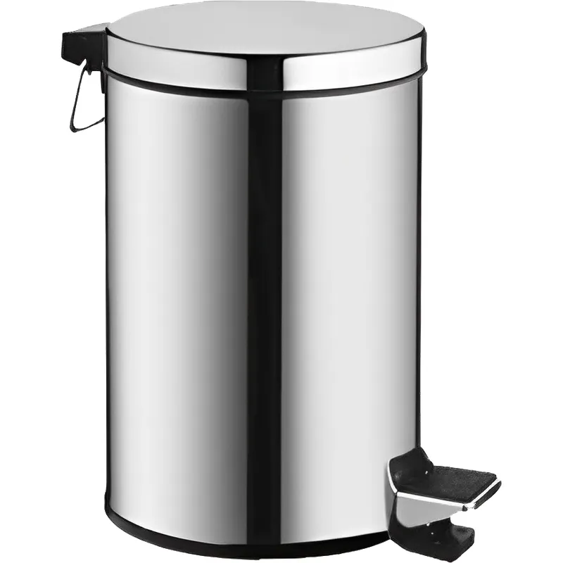 Ведро для мусора Haiba круглое с крышкой и нажимной педалькой 3 л Хромированный (HB701)
