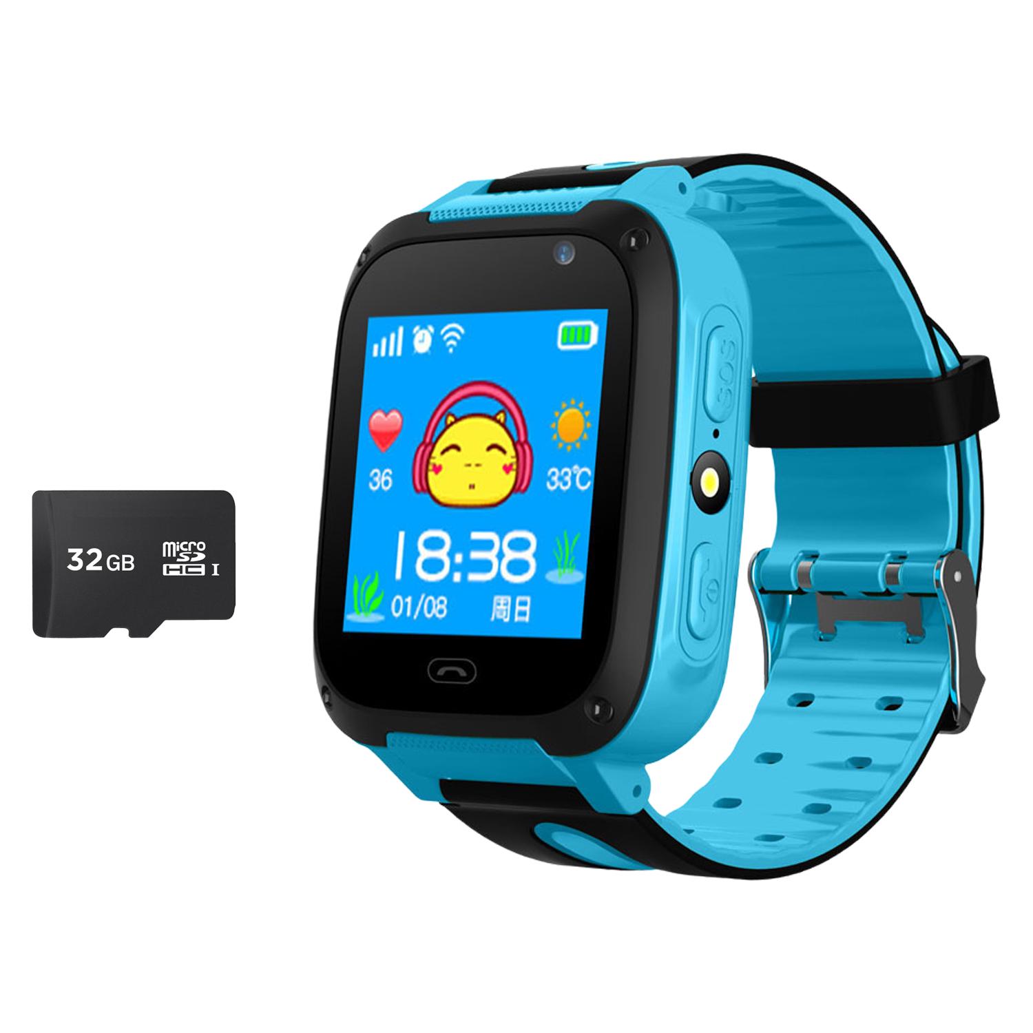 Смарт-часы детские BW-F2 с GPS и SIM картой/камерой/SOS/фонарем/геозабором и картой памяти 32 Гб Blue (c271da45)
