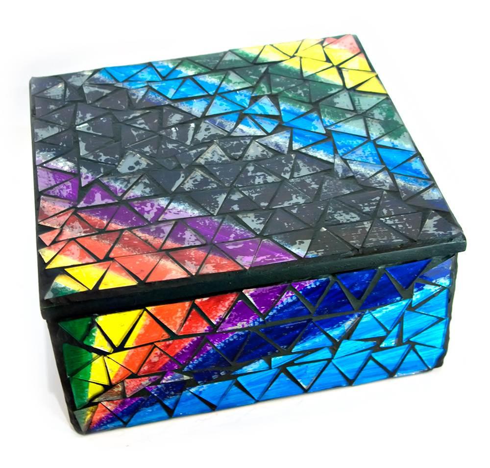 Шкатулка для украшений мозаичная 17х17х8 см
