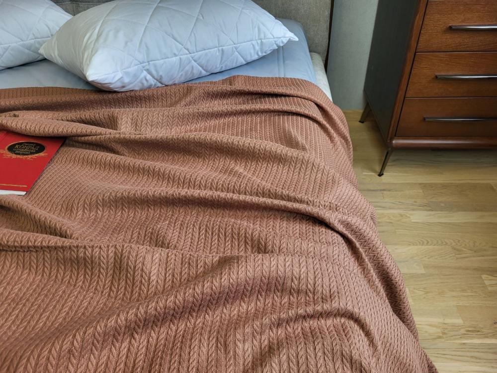 Покрывало Пике Косичка 160x220 см Молочный шоколад (11235) - фото 2