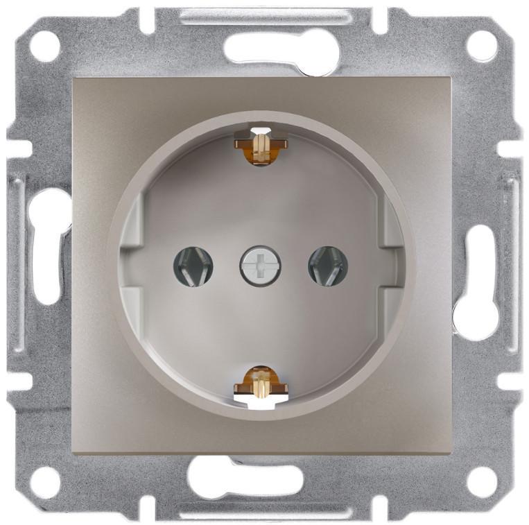 Розетка одинарная с заземлением Schneider Electric Asfora Бронзовый (00000003134)
