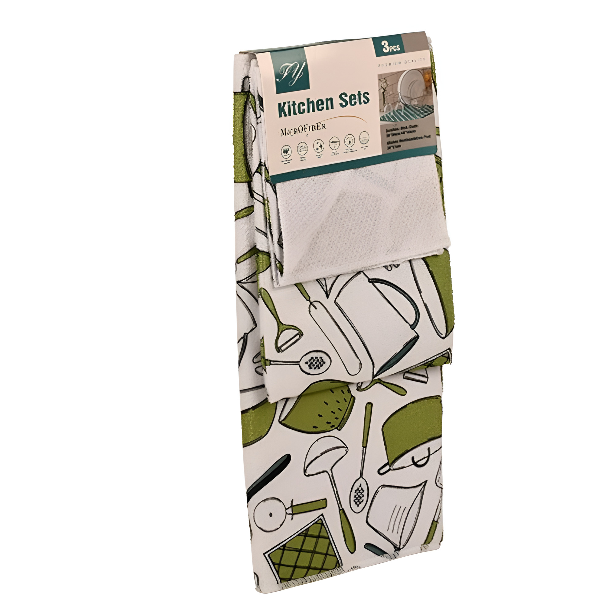 Набір килимок для мокрого посуду FY R97408 мікрофібра 38х51 см Білий з салатовим (729fbd31)