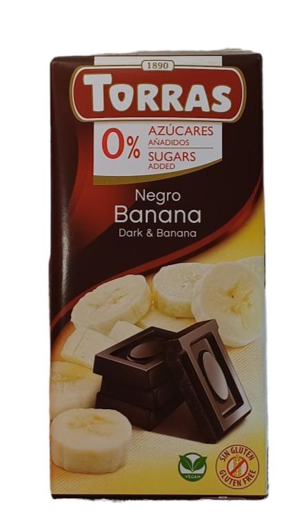 Шоколад черный с бананом Torras без глютена и сахара 75 г (59041)