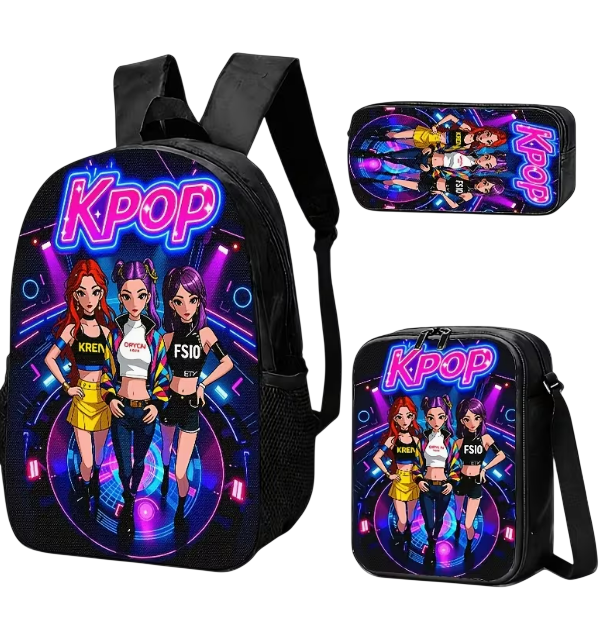 Школьный рюкзак с ланч-боксом и пеналом Kpop Demon Hunters (2939801008)