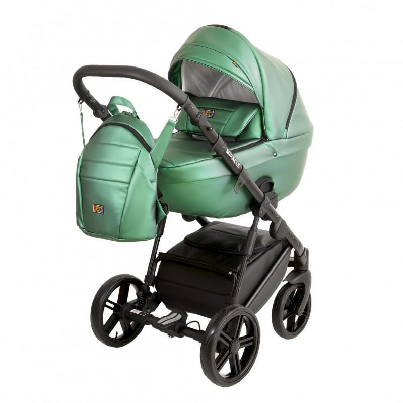 Коляска Broco Miracle универсальная 2в1 с дождевиком и рюкзаком для родителей Зеленый