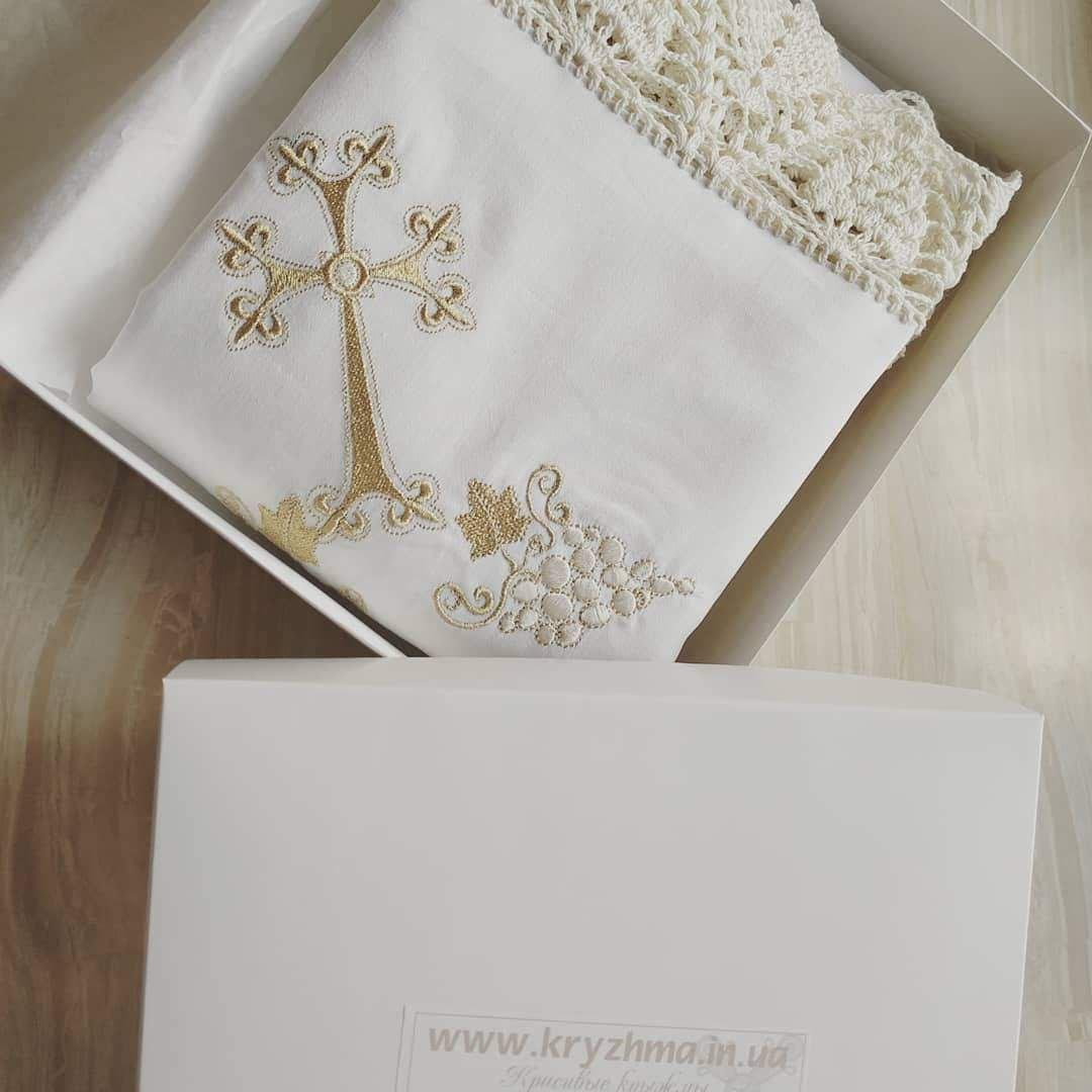 Крыжма крестильная Виноградная лоза с кружевом (2181824980) - фото 5 Крыжма крестильная Виноградная лоза с кружевом (2181824980) - фото 5