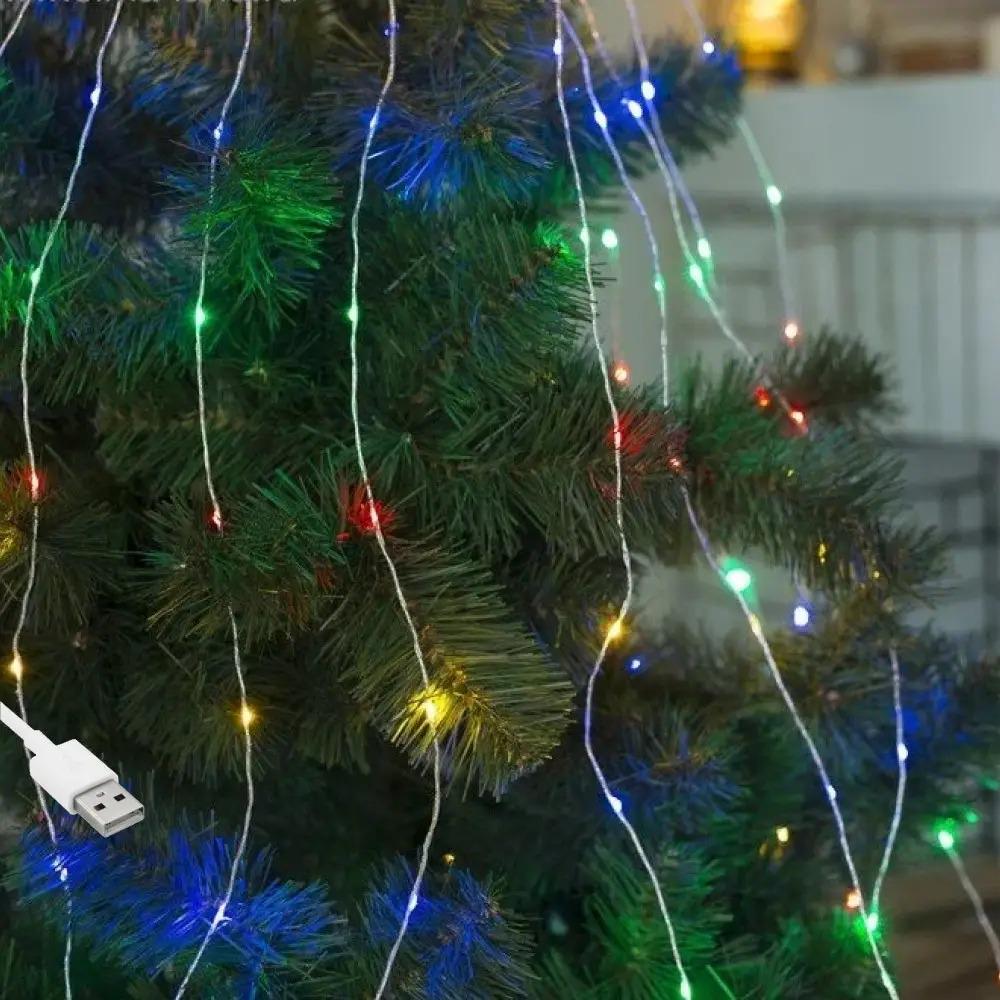 Гирлянда роса Конский хвост 10 нитей по 2 м 200 LED от USB 8 режимов Мультиколор